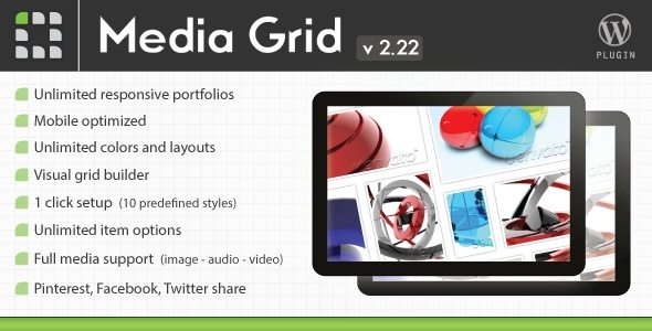 Media Grid – WordPress Responsive Portfolio - Melhores plugins para portfolio de clientes